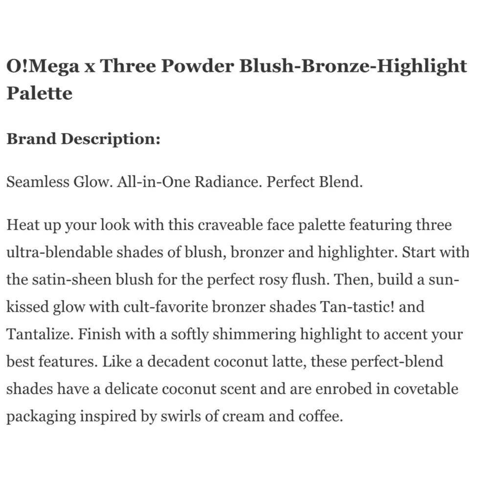 O!Mega x Three Powder X-TRA LARGE Blush-Bronze-Highlight Tantalize Glo Palette - Picture 14 of 16